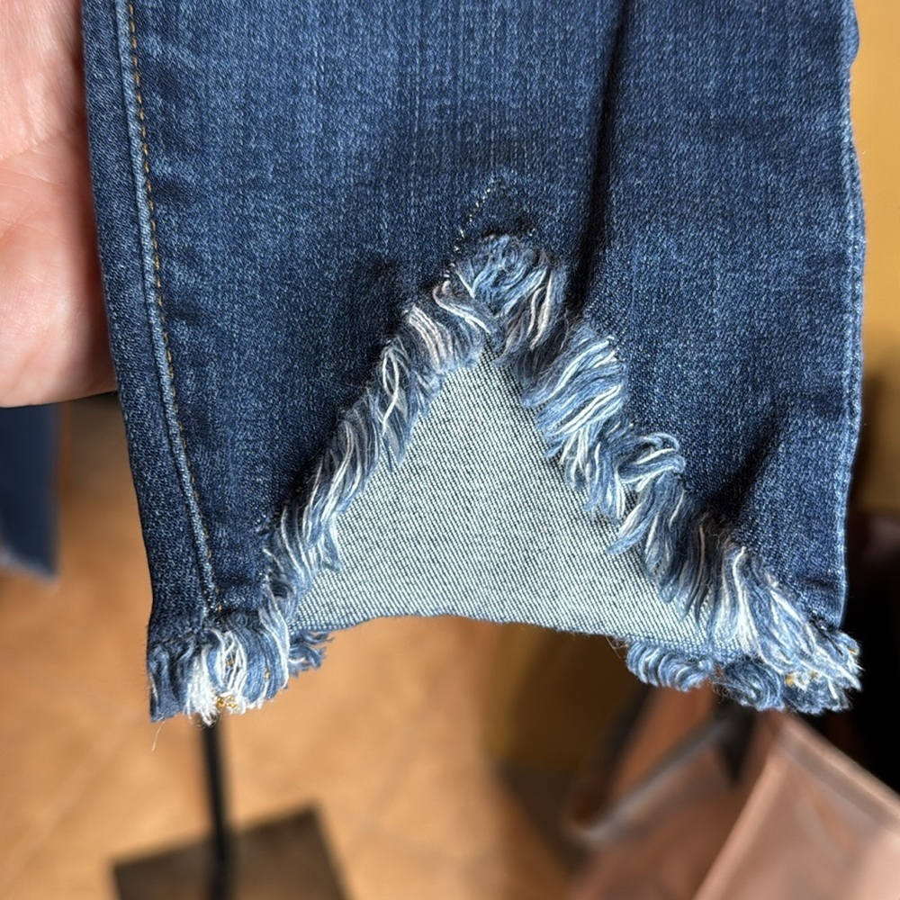 Frame Le High Skinny Jeans Sulham Blue Raw Hem Ankle High Rise Size 27 - Picture 10 of 16